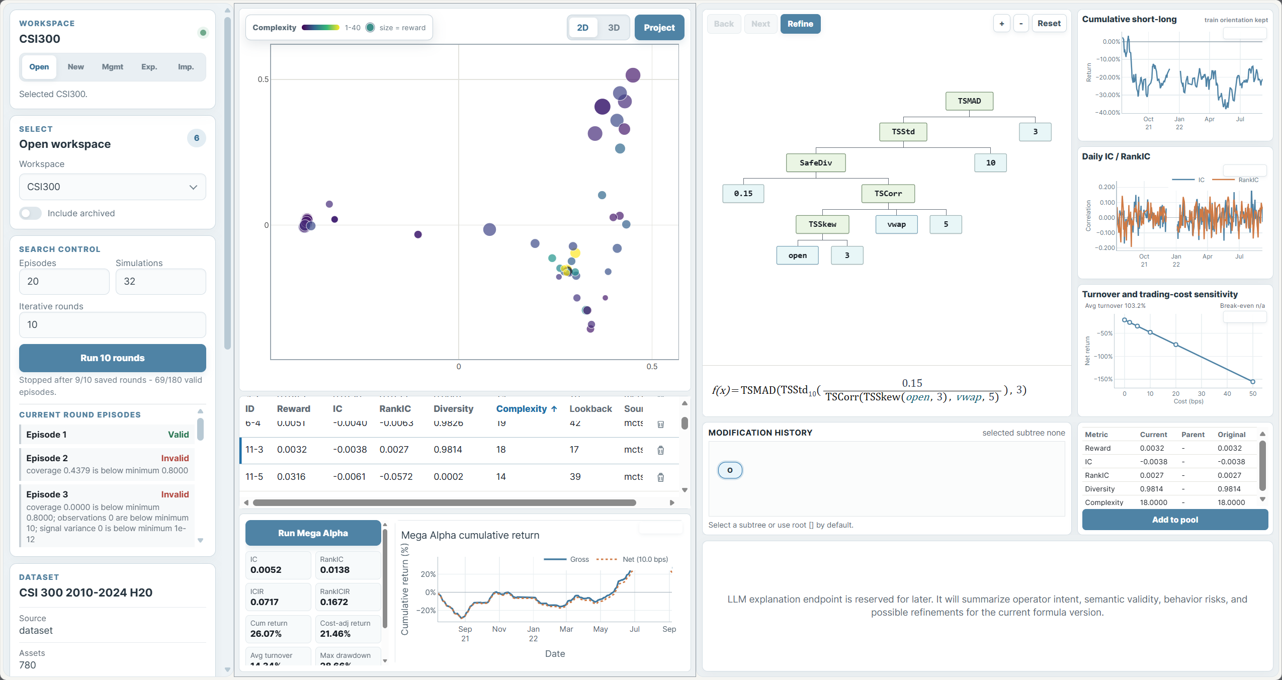 Factor Mining Visual Analytics system interface